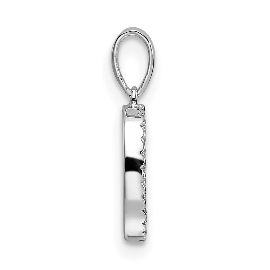 14K White Gold Diamond Letter O Initial Pendant