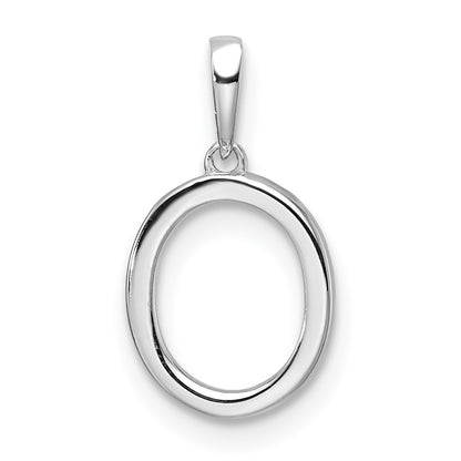 14K White Gold Diamond Letter O Initial Pendant