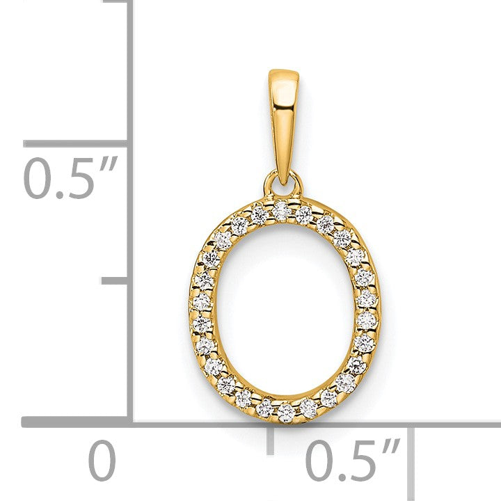 14K Diamond Letter O Initial Pendant