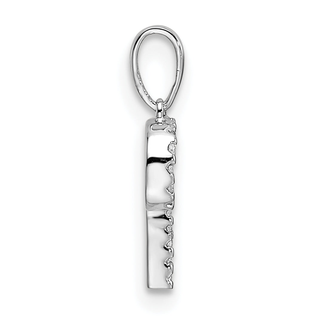 14K White Gold Diamond Letter P Initial Pendant
