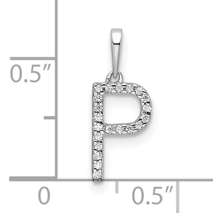 14K White Gold Diamond Letter P Initial Pendant