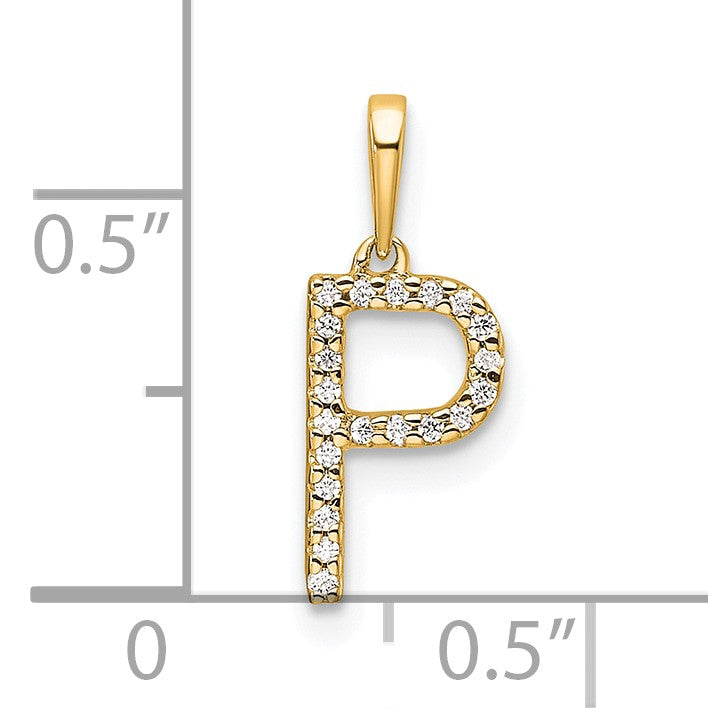 14K Diamond Letter P Initial Pendant