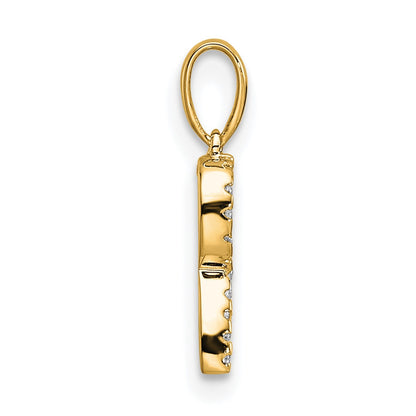 14K Diamond Letter R Initial Pendant