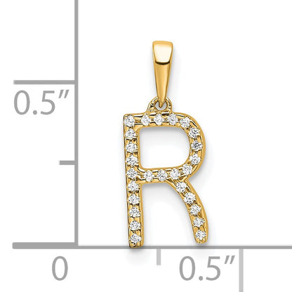 14K Diamond Letter R Initial Pendant