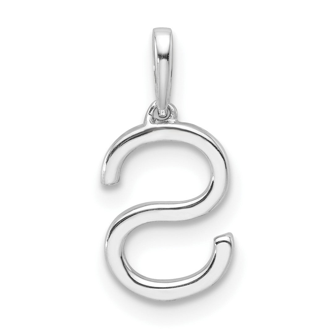 14K White Gold Diamond Letter S Initial Pendant