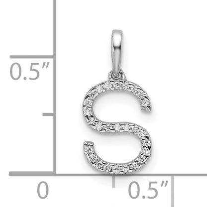 14K White Gold Diamond Letter S Initial Pendant