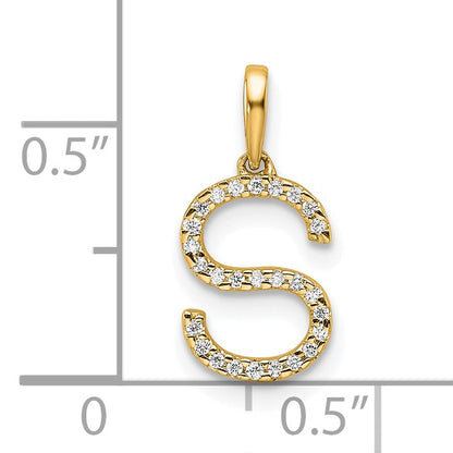 14K Diamond Letter S Initial Pendant