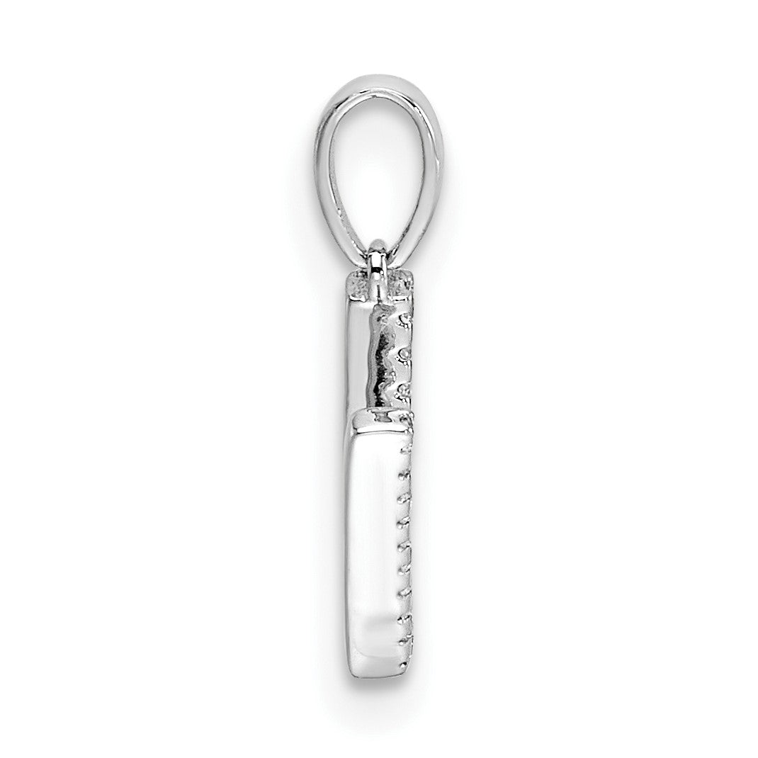 14K White Gold Diamond Letter V Initial Pendant