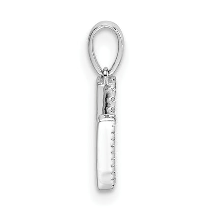14K White Gold Diamond Letter V Initial Pendant
