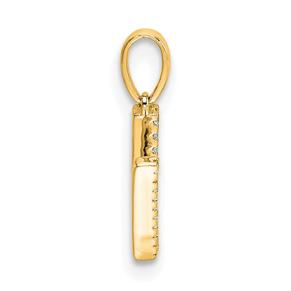 14K Diamond Letter V Initial Pendant