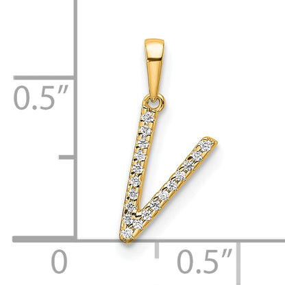 14K Diamond Letter V Initial Pendant