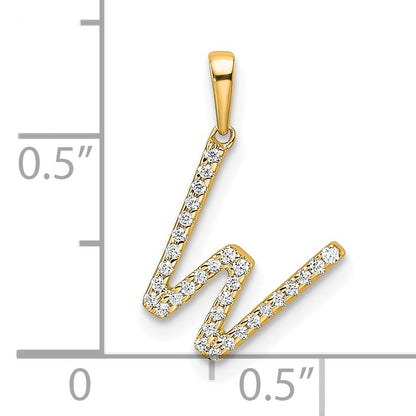 14K Diamond Letter W Initial Pendant