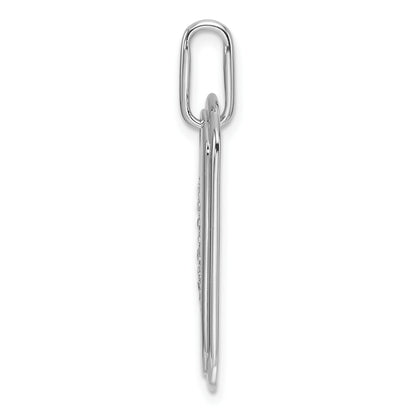 14K White Gold  Diamond Initial A Dog Tag Charm