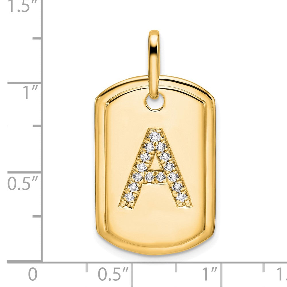 14K Diamond Initial A Dog Tag Charm