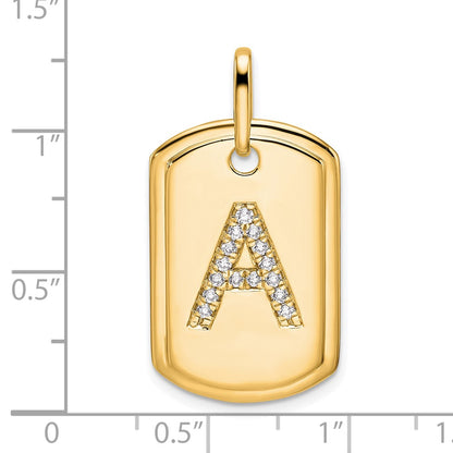 14K Diamond Initial A Dog Tag Charm