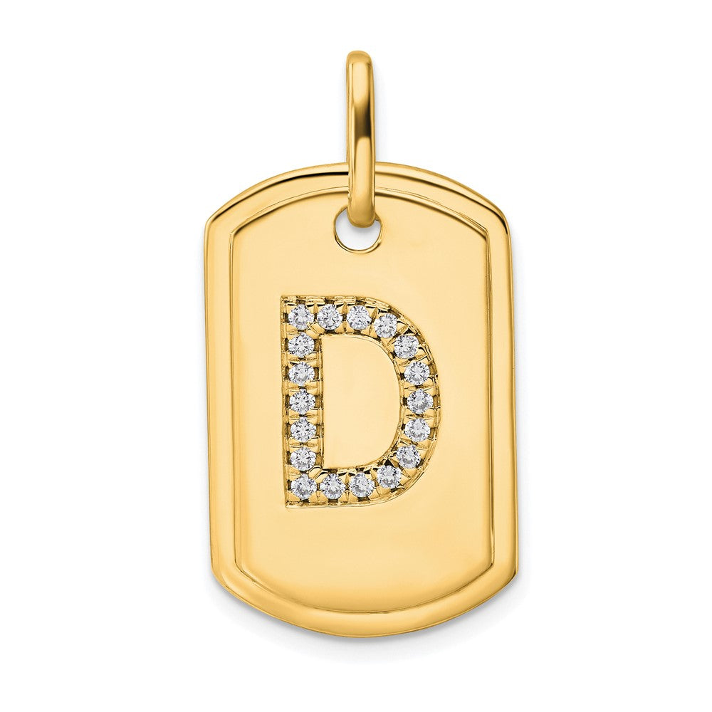 14K Diamond Initial D Dog Tag Charm