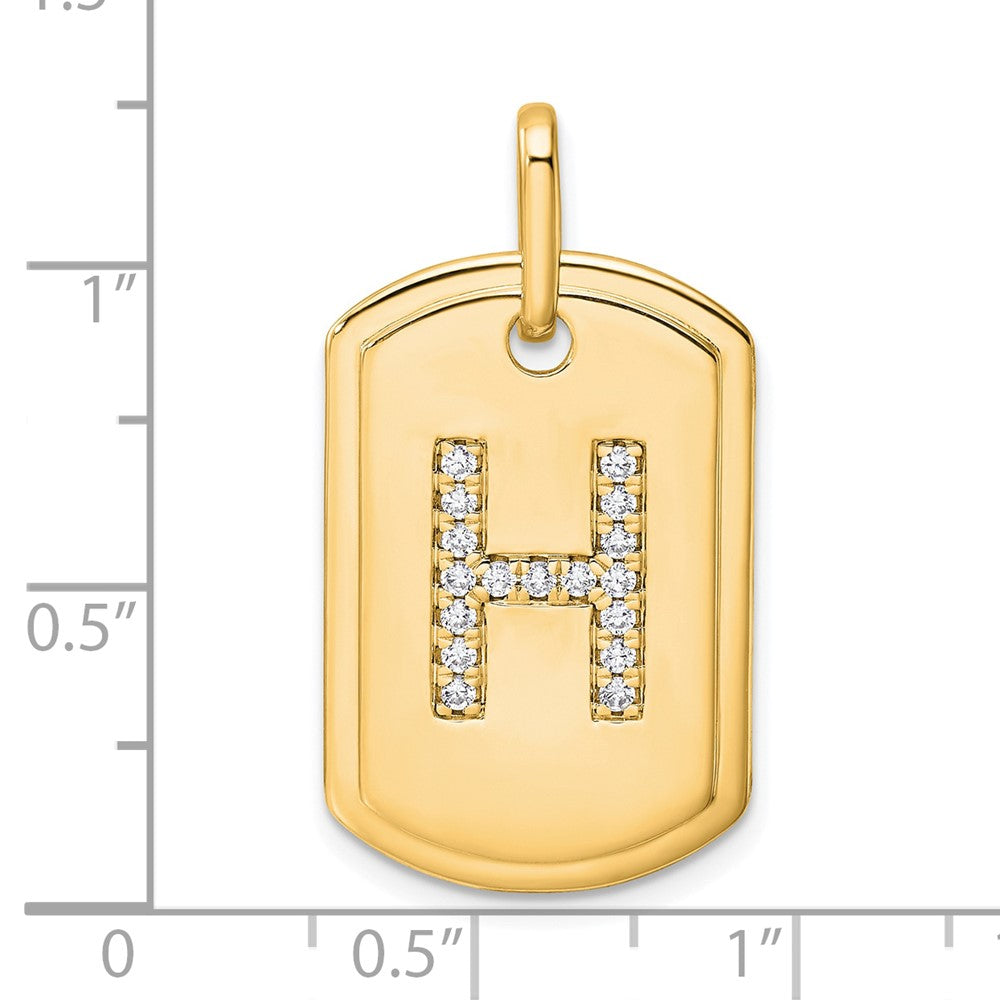 14K Diamond Initial H Dog Tag Charm