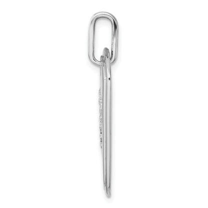 14K White Gold  Diamond Initial P Dog Tag Charm