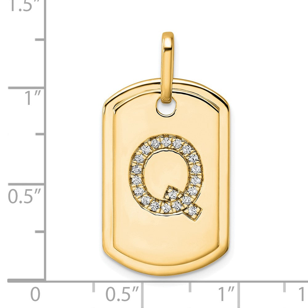 14K Diamond Initial Q Dog Tag Charm