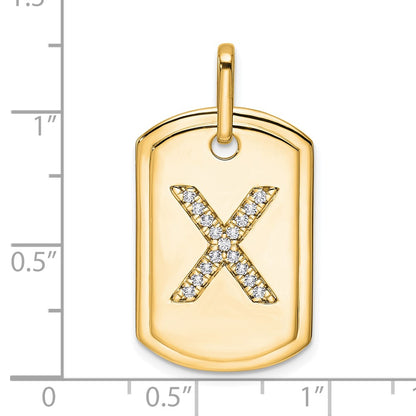 14K Diamond Initial X Dog Tag Charm