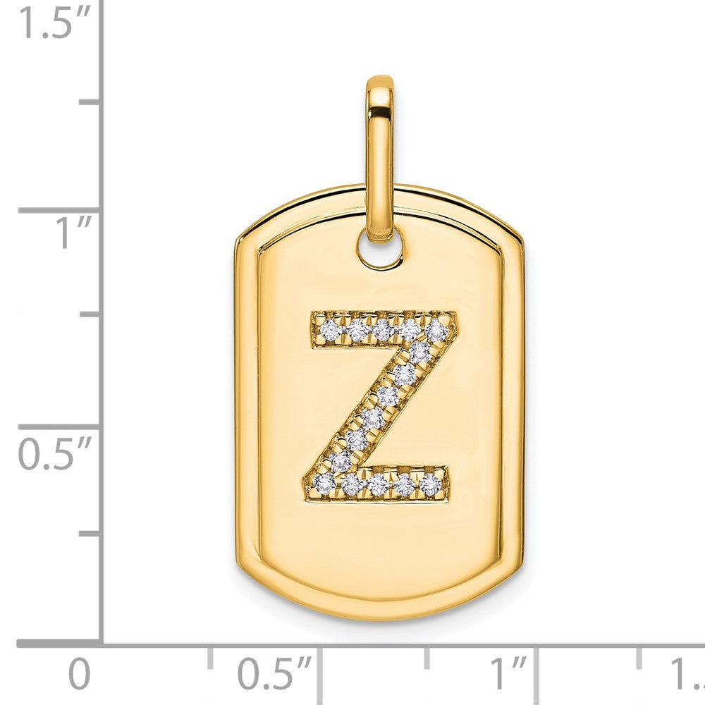 14K Diamond Initial Z Dog Tag Charm