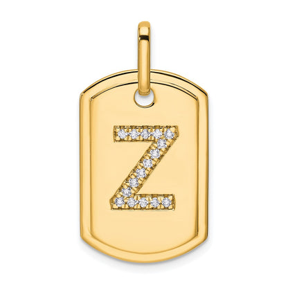 14K Diamond Initial Z Dog Tag Charm