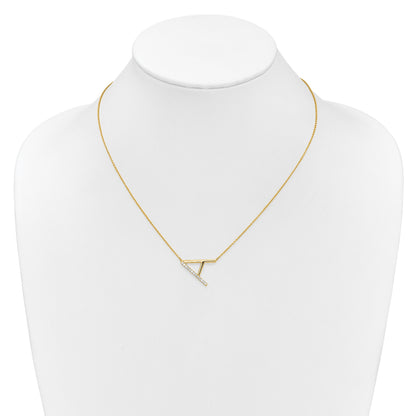 14K Sideways Diamond Initial A 18 inch Necklace
