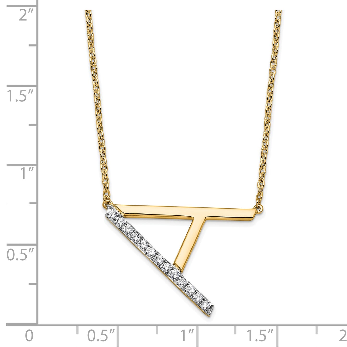 14K Sideways Diamond Initial A 18 inch Necklace