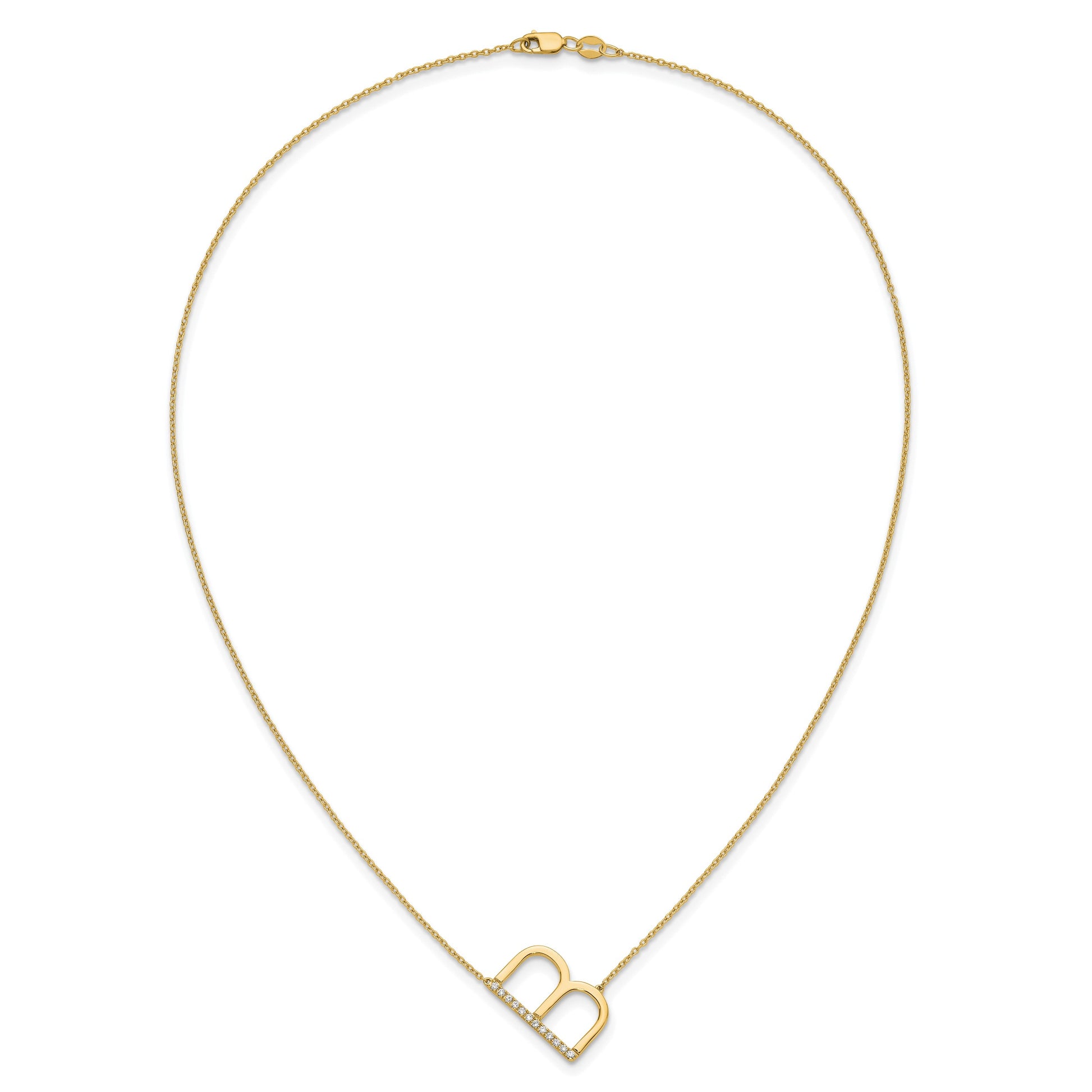 14K Sideways Diamond Initial B 18 inch Necklace
