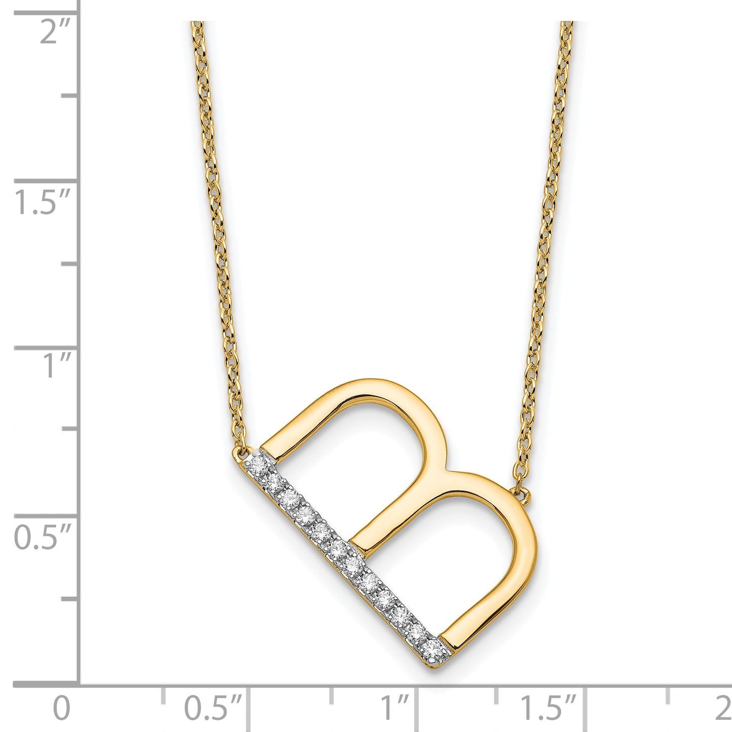 14K Sideways Diamond Initial B 18 inch Necklace