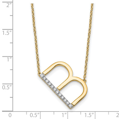 14K Sideways Diamond Initial B 18 inch Necklace