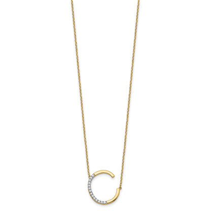 14K Sideways Diamond Initial C 18 inch Necklace