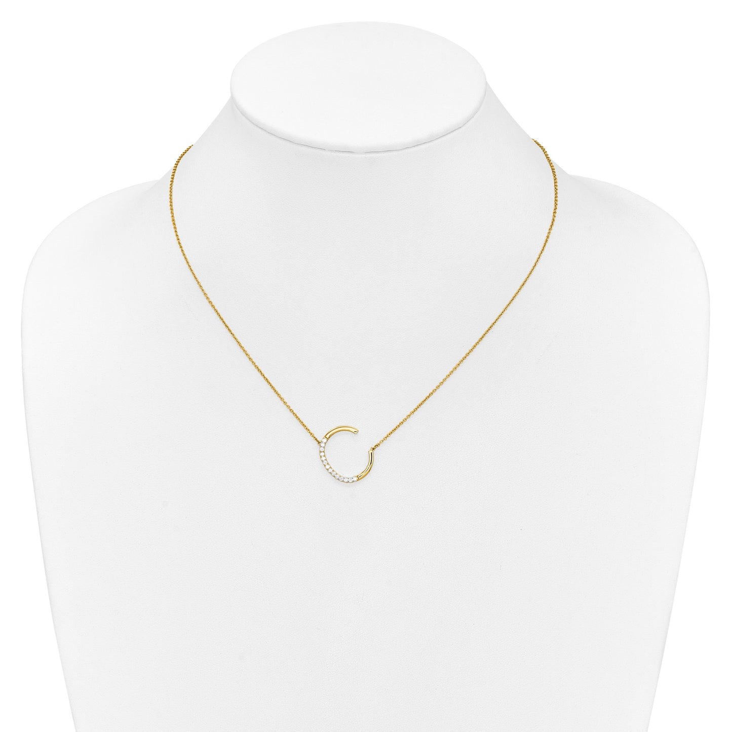 14K Sideways Diamond Initial C 18 inch Necklace