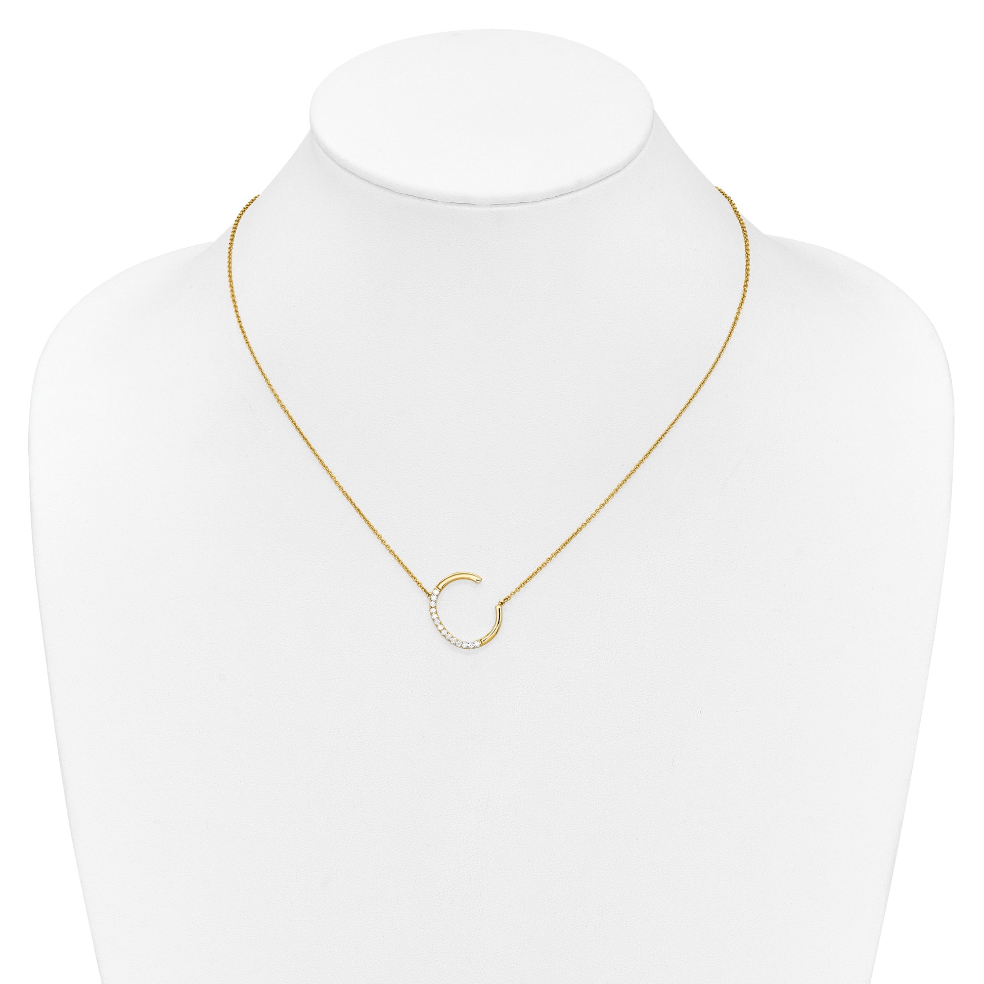 14K Sideways Diamond Initial C 18 inch Necklace