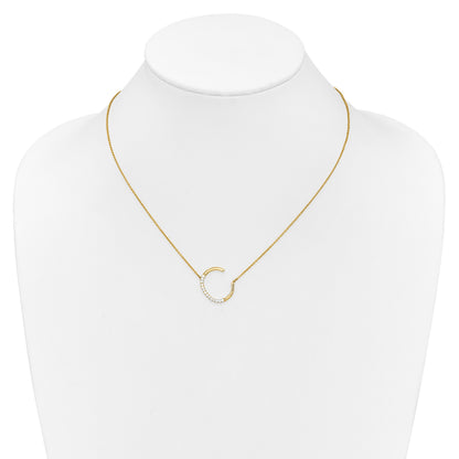 14K Sideways Diamond Initial C 18 inch Necklace
