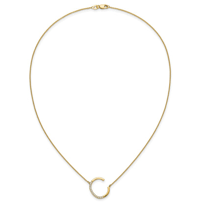 14K Sideways Diamond Initial C 18 inch Necklace