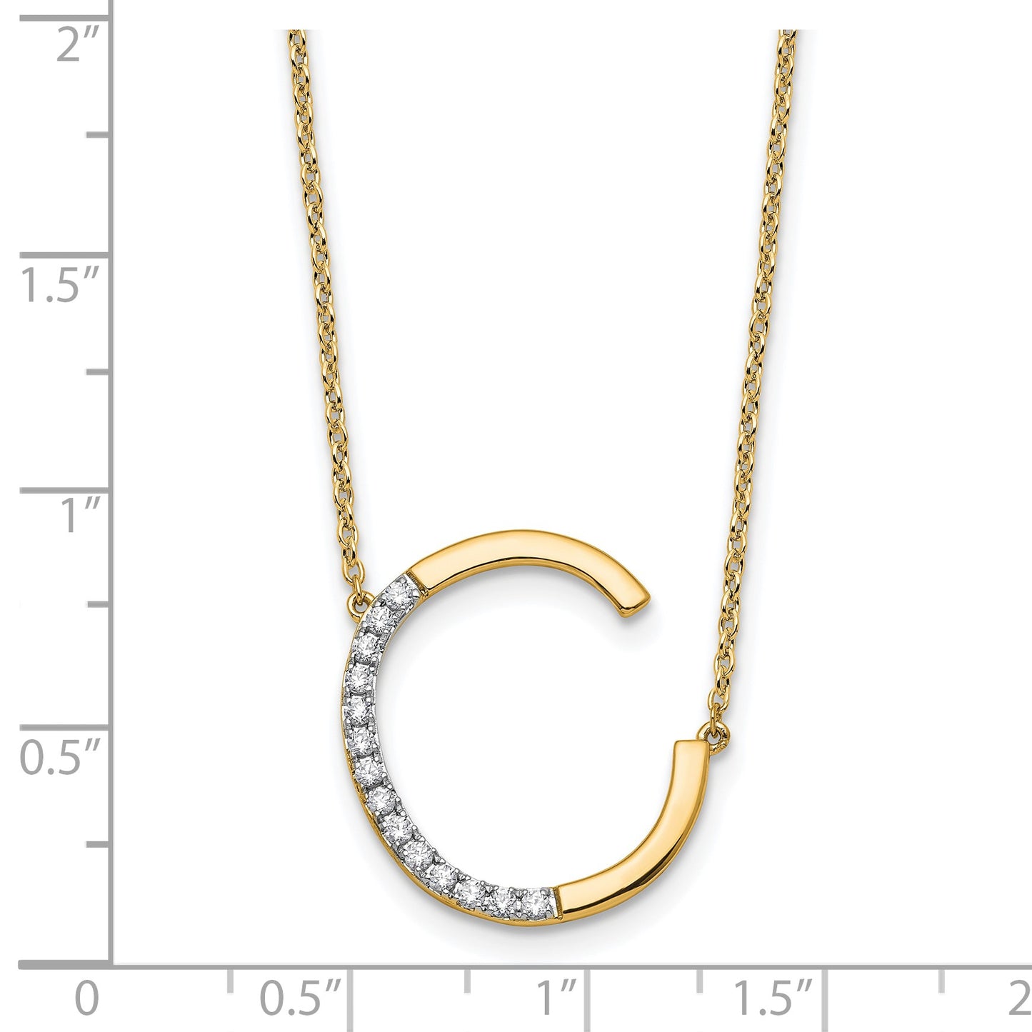 14K Sideways Diamond Initial C 18 inch Necklace