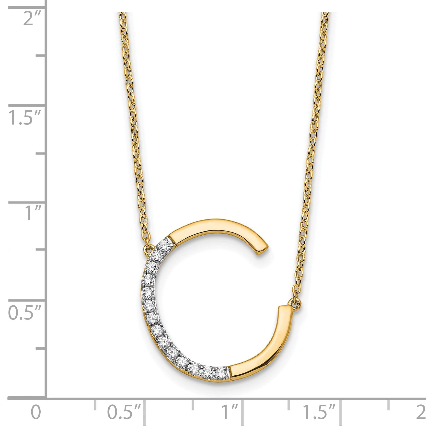 14K Sideways Diamond Initial C 18 inch Necklace