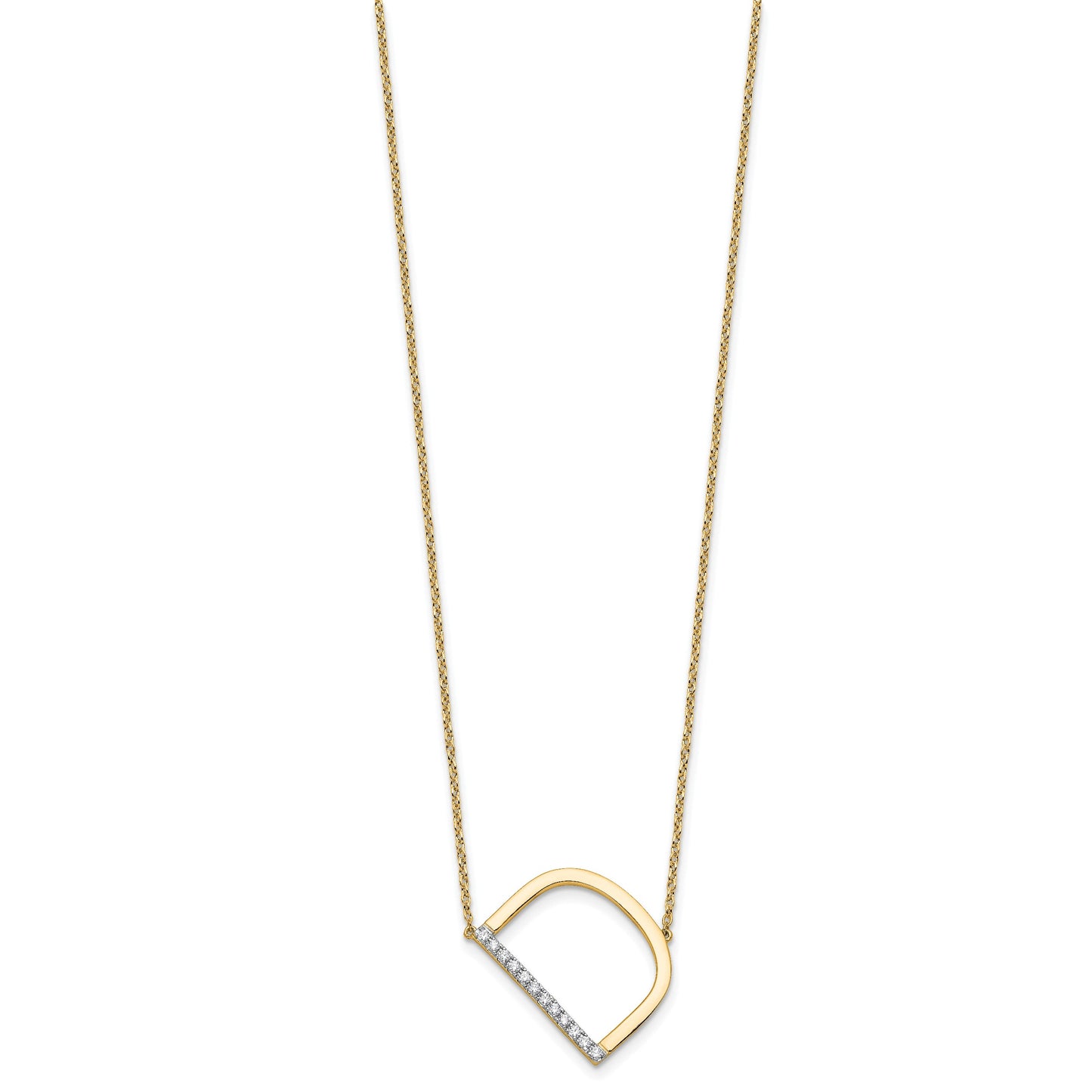 14K Sideways Diamond Initial D 18 inch Necklace