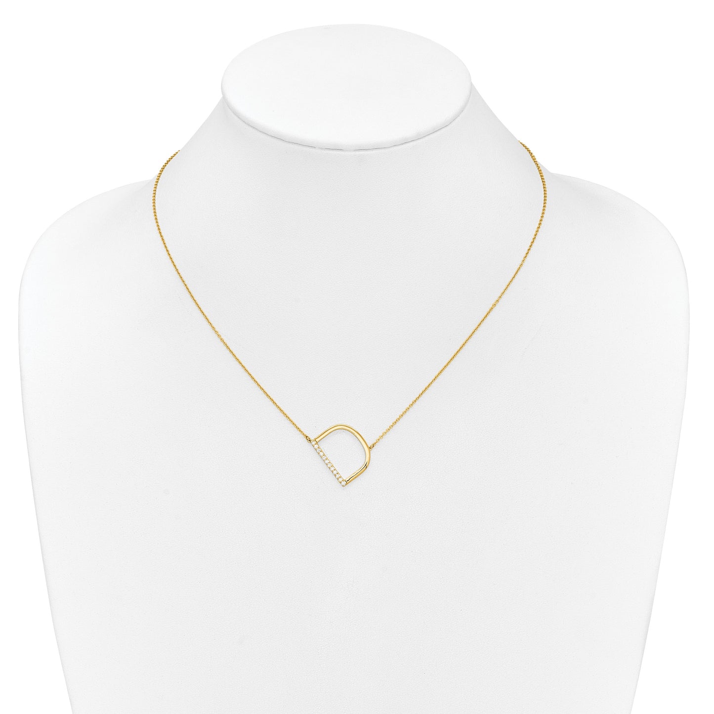 14K Sideways Diamond Initial D 18 inch Necklace