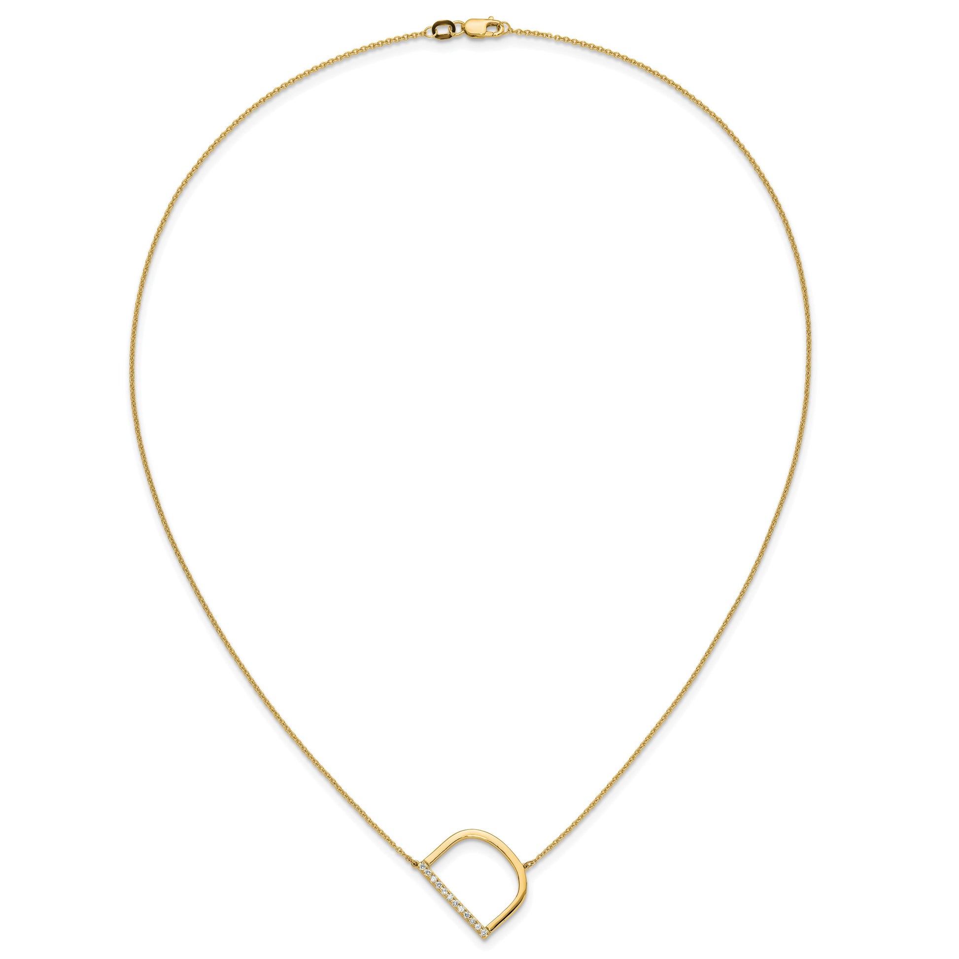 14K Sideways Diamond Initial D 18 inch Necklace