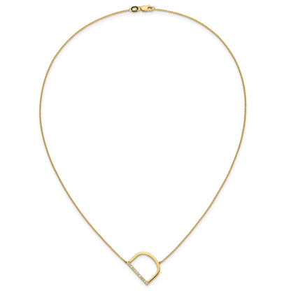 14K Sideways Diamond Initial D 18 inch Necklace
