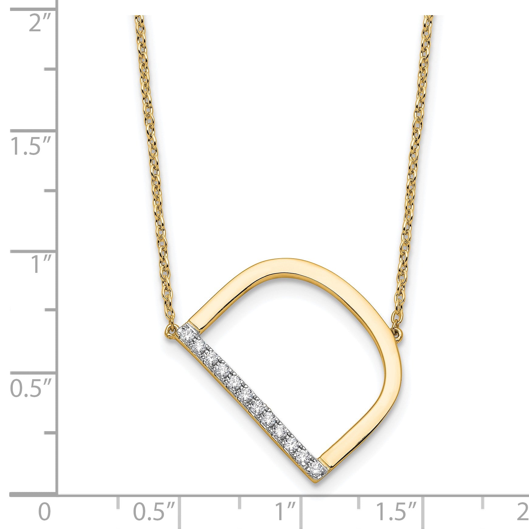 14K Sideways Diamond Initial D 18 inch Necklace