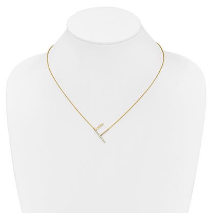 14K Sideways Diamond Initial F 18 inch Necklace