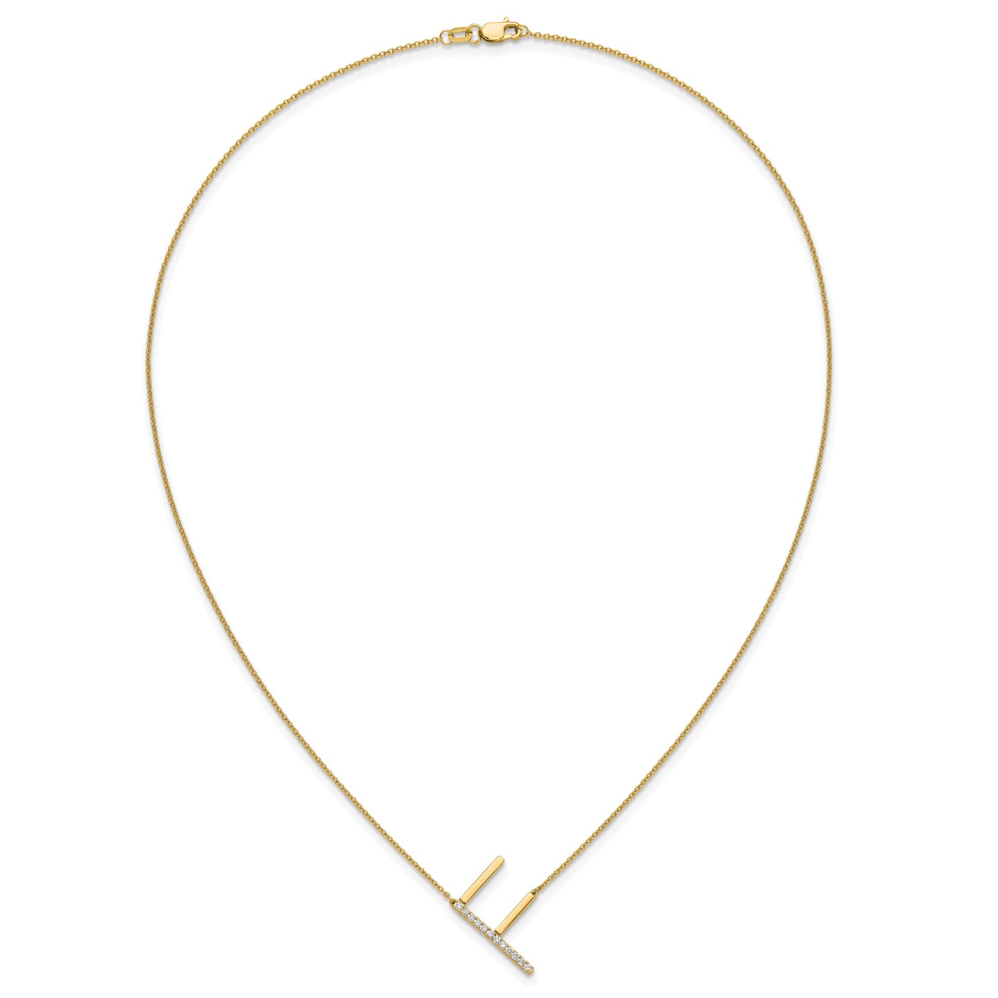 14K Sideways Diamond Initial F 18 inch Necklace