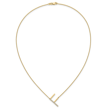 14K Sideways Diamond Initial F 18 inch Necklace