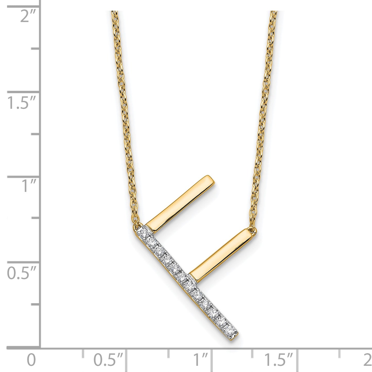 14K Sideways Diamond Initial F 18 inch Necklace