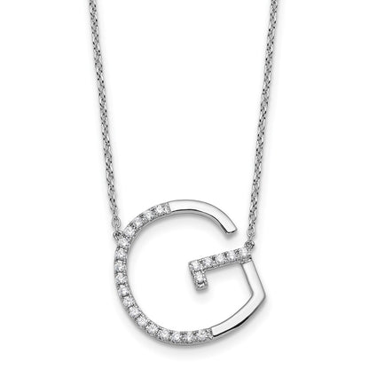 14K White Gold Sideways Diamond Initial G Necklace