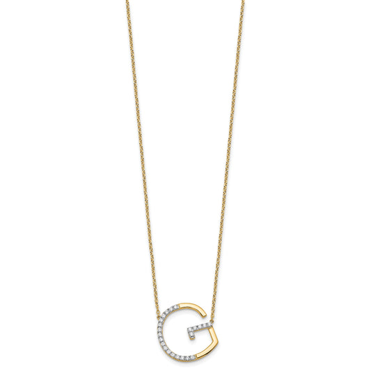 14K Sideways Diamond Initial G 18 inch Necklace