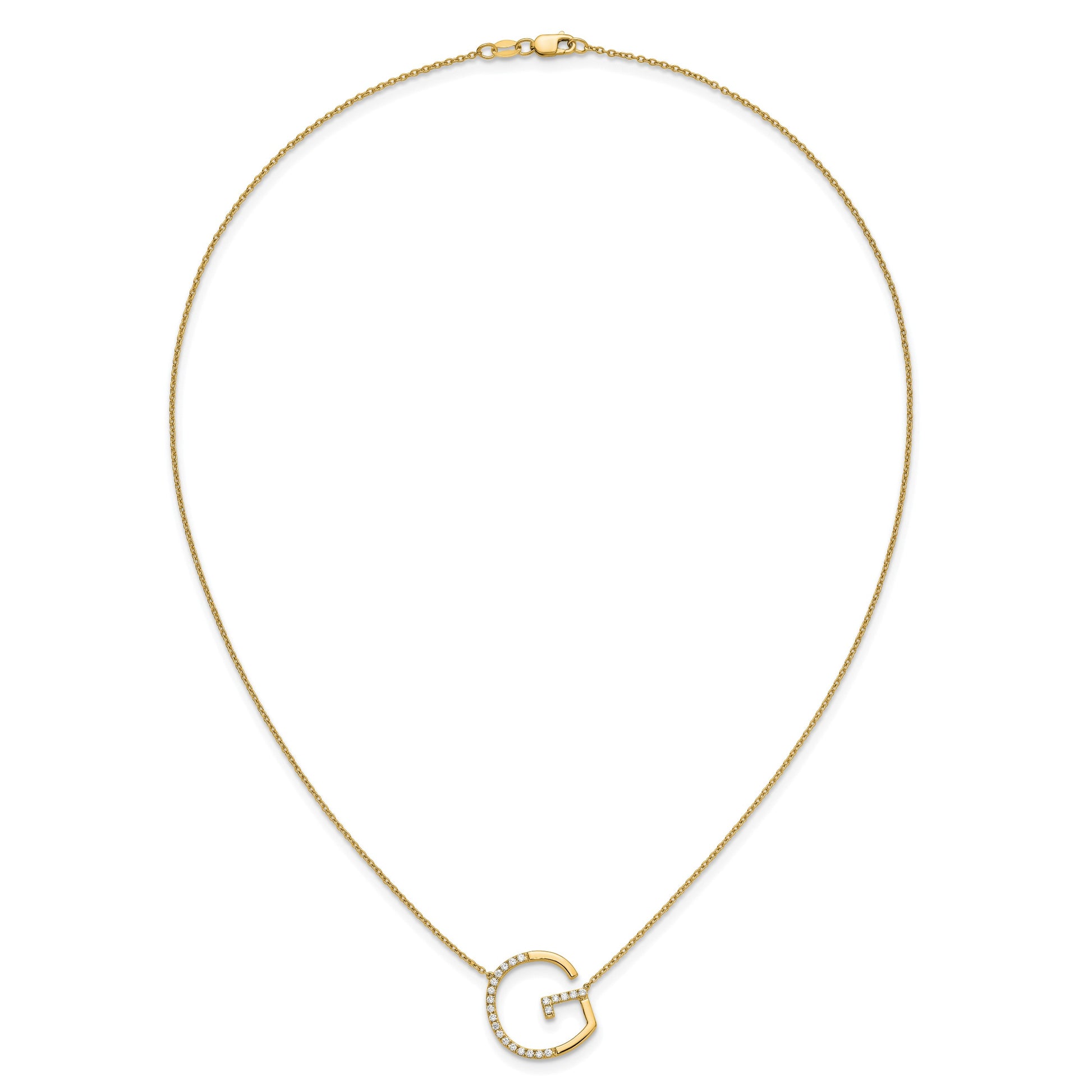 14K Sideways Diamond Initial G 18 inch Necklace